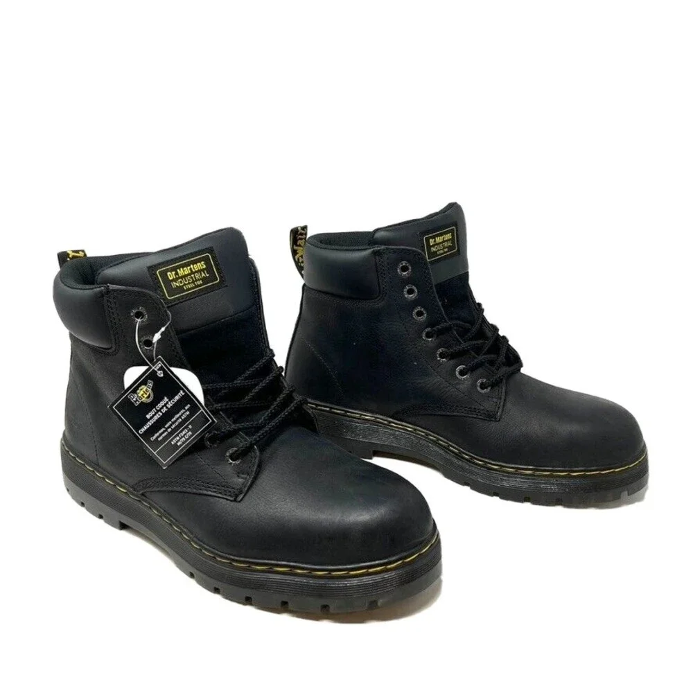 Dr. Martens Black Leather Lace-Up Work Boots Dr Martens Boots Womens Size 5 Us 1460 Soft Toe Work Black  main image 4